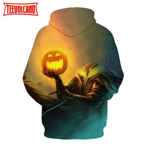 Creative Halloween Pumpkin Scary Skull Paint All Over Print Pullover 3D Hoodie