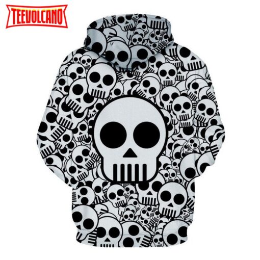 Creative Scary White Skull Paint All Over Print Hoodie  3D