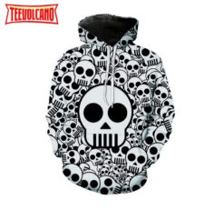 Creative Scary White Skull Paint All Over Print Hoodie  3D