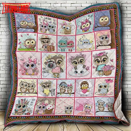 Cute Owl 3D Quilt Blanket