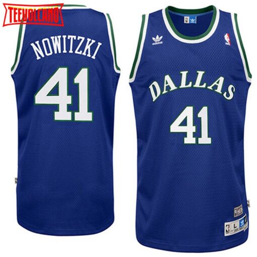 Dallas Mavericks Dirk Nowitzki Blue Throwback Jersey