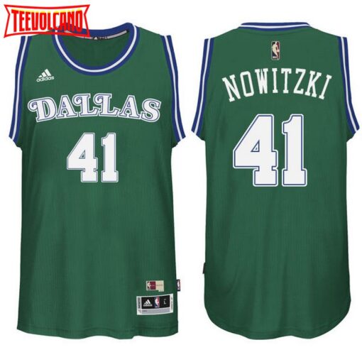 Dallas Mavericks Dirk Nowitzki Green Throwback Jersey