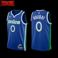 Dallas Mavericks Justin Holiday 2022-23 City Edition Jersey Blue