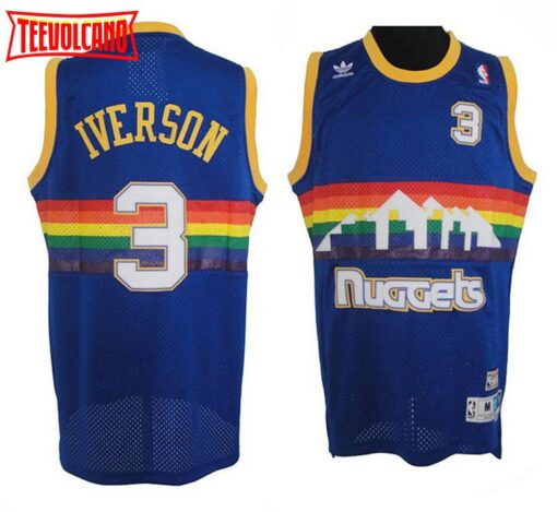 Denver Nuggets Allen Iverson Blue Throwback Jersey