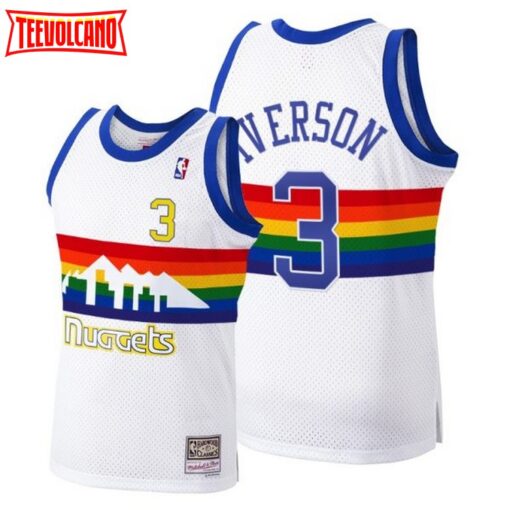 Denver Nuggets Allen Iverson White 1991 1992 Throwback Jersey