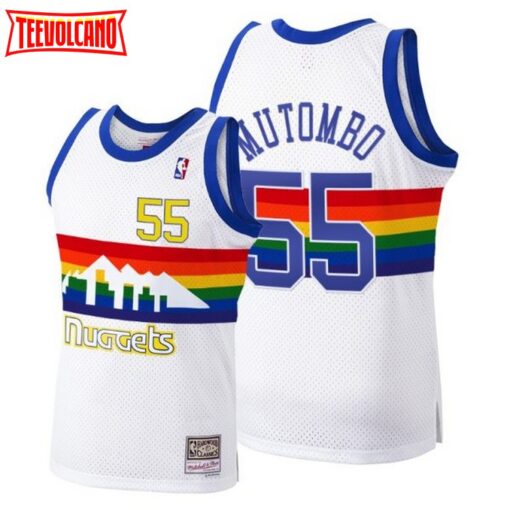 Denver Nuggets Dikembe Mutombo White 1991 1992 Throwback Jersey