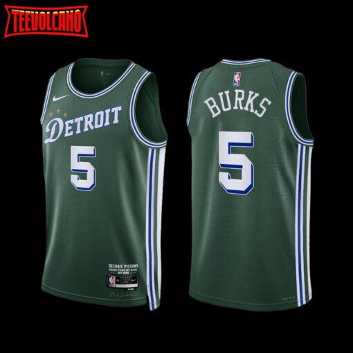 Detroit Pistons Alec Burks 2022-23 City Edition Jersey Green