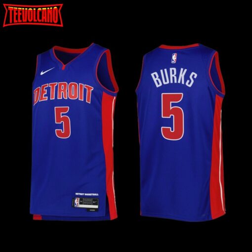 Detroit Pistons Alec Burks 2022-23 Icon Edition Jersey Blue