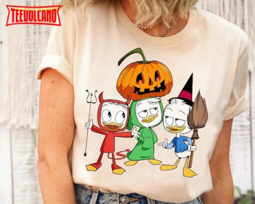 Disney Huey Dewey And Louie Trick or Treat Halloween Pumpkin Shirt