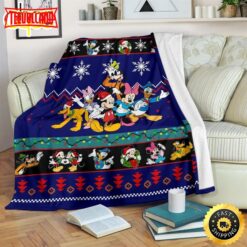 Disney Mickey Mouse And Friends Blue Black  Blanket Christmas