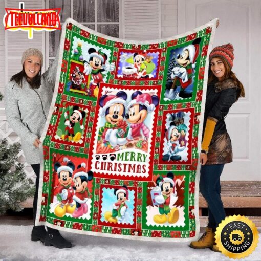 Disney Mickey Mouse Merry Christmas Red Green Disney Blanket Christmas