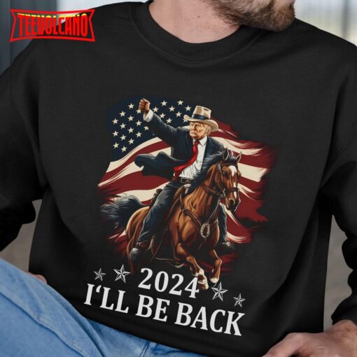 Donald Trump 2024 Riding a Horse with The American Flag Cowboy T-shirt