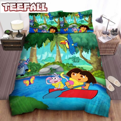 Dora The Explorer Rowing With Boots Duvet Cover Bedding Sets