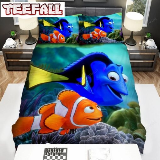 Dory And Marlin Swimming Around In Finding Nemo Duvet Cover Bedding Sets