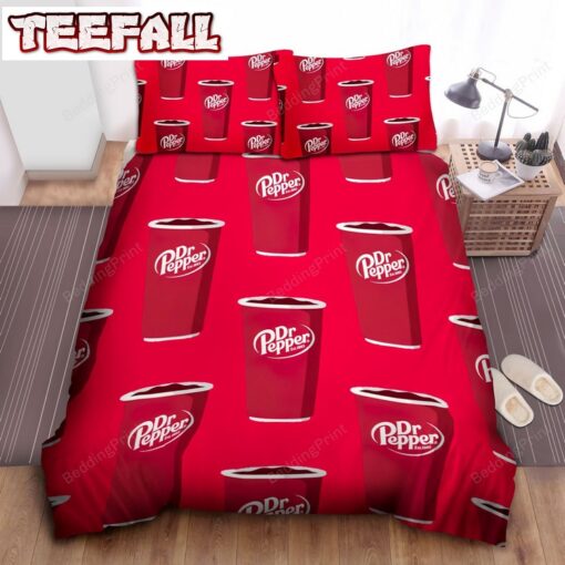 Dr Pepper Paper Cups Illustration Pattern Bed Sheets Duvet Cover Bedding Sets