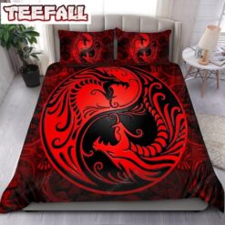 Dragon Couple Art Red And Black Bed Sheets Duvet Cover Bedding Sets