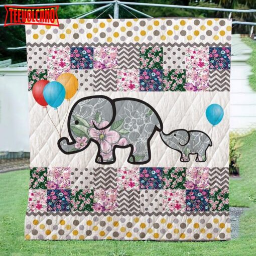 Elephant 3D Customize Quilt Blanket