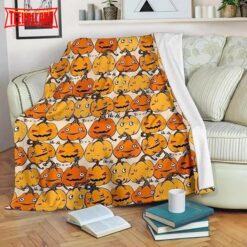 Emotion Pumpkin Halloween Sherpa Blanket Funny Throw Blanket