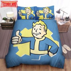 Fallout, Vector Of The Vault Boy Bed Sheets Duvet Cover Bedding Sets