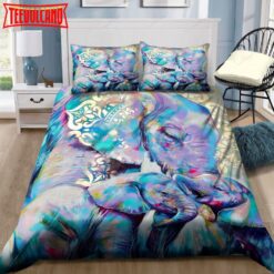 Family Elephant Mom And Baby Bed Sheets Duvet Cover Bedding Sets