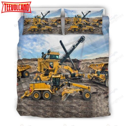 Family Of Heavy Equipment Bulldozer Bedding Set Duvet Cover