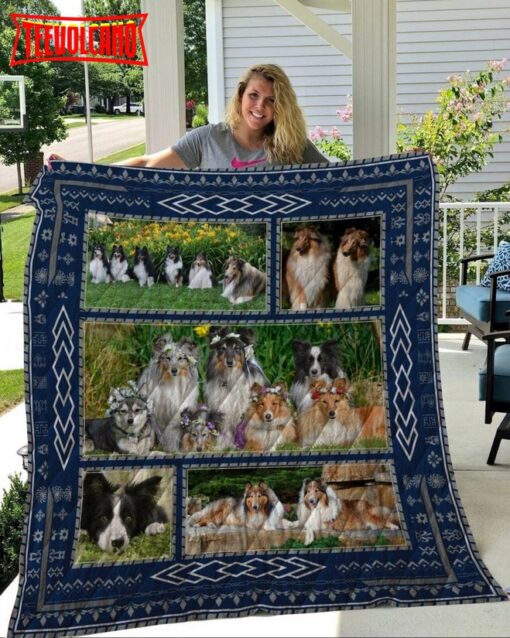 Family Rough Collie 3D Quilt Blanket