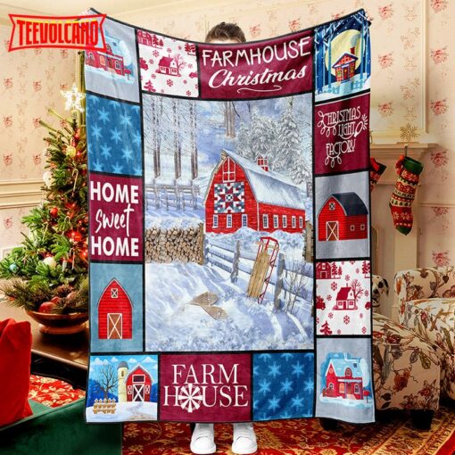 Farmhouse Christmas Snow Christmas Blanket