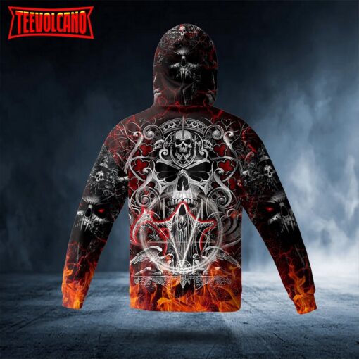 Fire Skull 3D Printed Pullover Hoodie For Halloween Day