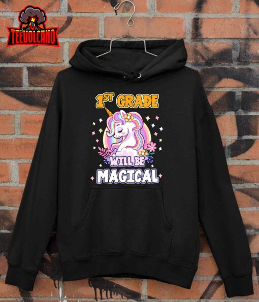 First Grade Will Be Magical Cute Unicorn Rock 1st Grade Girl T-Shirt