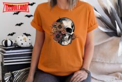 Floral Skull Shirt, Skull and Sunflower Halloween Shirt