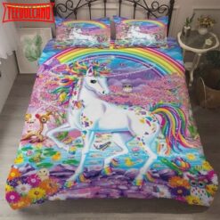 Flower Rainbow Unicorn Pattern Bed Sheets Duvet Cover Bedding Sets