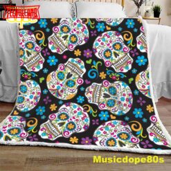 Folkloric Sugar Skulls Halloween Sofa Fleece Throw Blanket