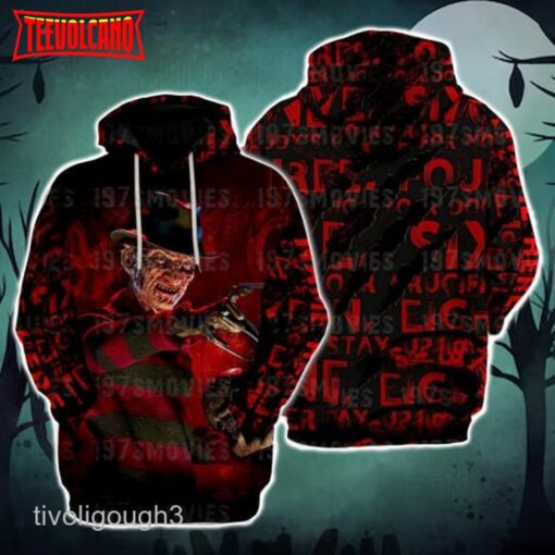 Freddy Krueger Scary Halloween 3D Hoodie, Horror Movie Hoodies