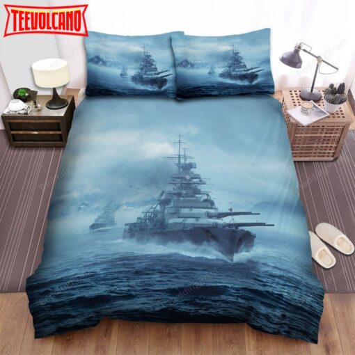 Frigate, Battle Ship Moving Fast Bed Sheets Spread Duvet Cover Bedding Sets