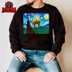 Funny Bigfoot, Bigfoot Alien, Funny Starry Night T-Shirt