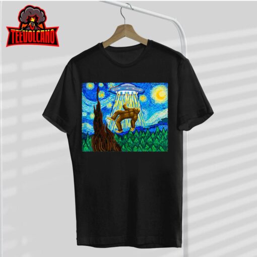 Funny Bigfoot, Bigfoot Alien, Funny Starry Night T-Shirt