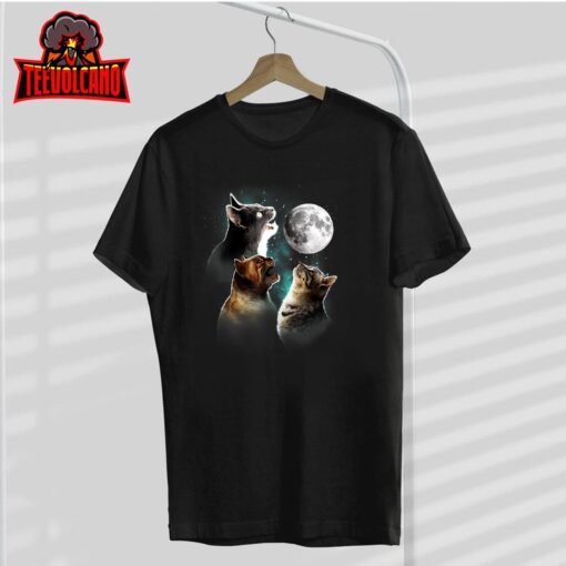 Funny Cat, Cats Meowling At Moon, Cat Owner, Cat Lover, Cat T-Shirt