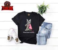 Funny Cat Pink Ribbon In October We Wear Pink Breast Cancer T-Shirt