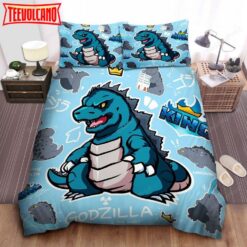 Funny Godzilla King Of The Monsters Drawings Pattern Duvet Cover Bedding Sets