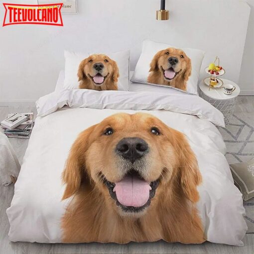 Funny Golden Retriever Dog Bed Sheets Duvet Cover Bedding Sets