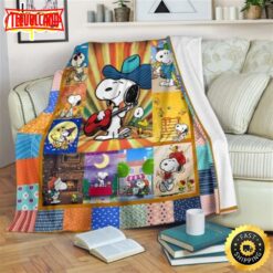 Funny Guitar Player Snoopy The Peanuts Movie Snoopy Dog Blanket