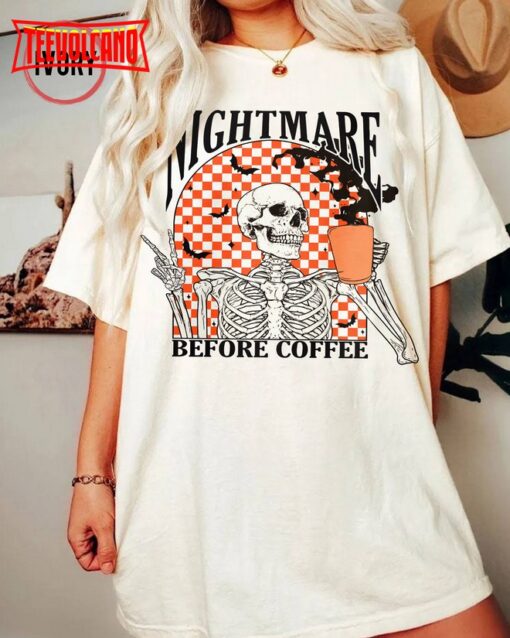 Funny Halloween Shirt, Skeleton Halloween Shirt Coffee Fall Shirt