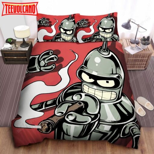 Futurama, Smoking Bender The Robot Bed Sheets Duvet Cover Bedding Sets