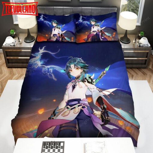 Genshin Impact Xiao And Lantern Bed Sheets Duvet Cover Bedding Sets