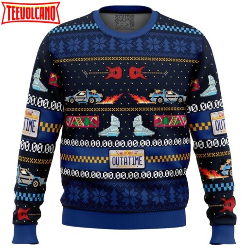 Get Back in Time For Christmas Back to the Future Ugly Christmas Sweater