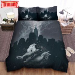 Ghostbusters Logo In Scary City Bed Sheets Spread Duvet Cover Bedding Set