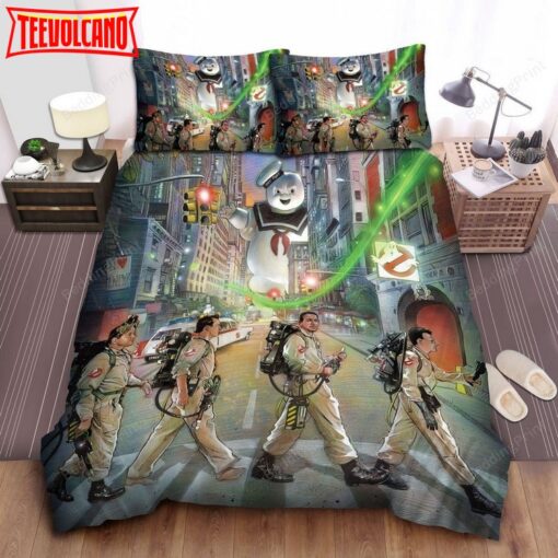 Ghostbusters Scientists Team Walking Across The Street Duvet Cover Bedding Set