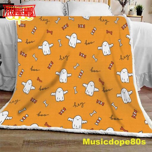 Ghosts Sweets Boo Halloween Sofa Fleece Throw Blanket  Halloween Gifts