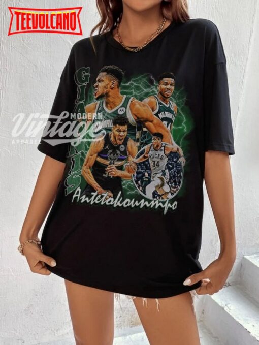 Giannis Antetokounmpo Shirt, Basketball 90s Graphic T Shirt