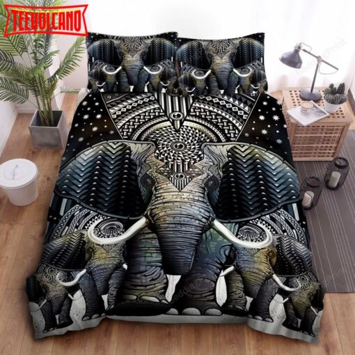 Giant Elephant Family Bed Sheets Duvet Cover Bedding Sets